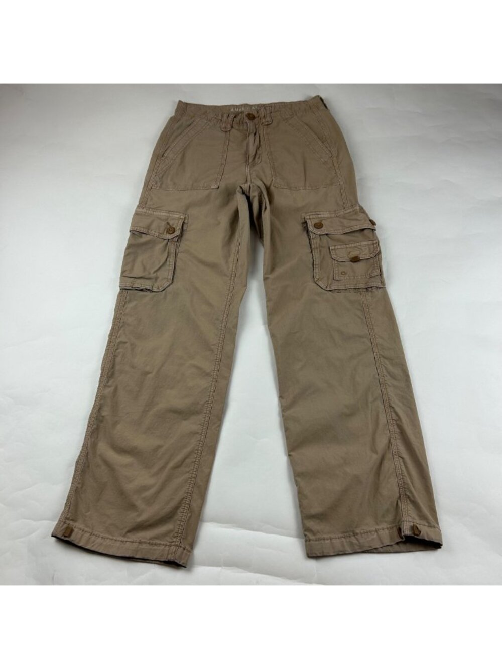 American Eagle Dark Khaki Canvas Wide Leg Cargo Pant 6R